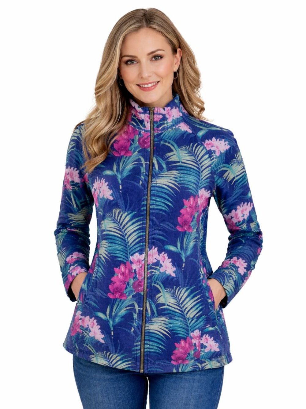 Tommy Bahama Jacket Women Size S Tropical Floral Full Zip Golf Tennis Pockets